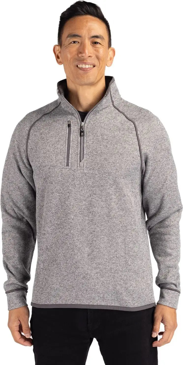 Cutter & Buck Mco00049 Mainsail Sweater-knit Mens Half Zip Pullover Jacket - Polished Heather - Adult s