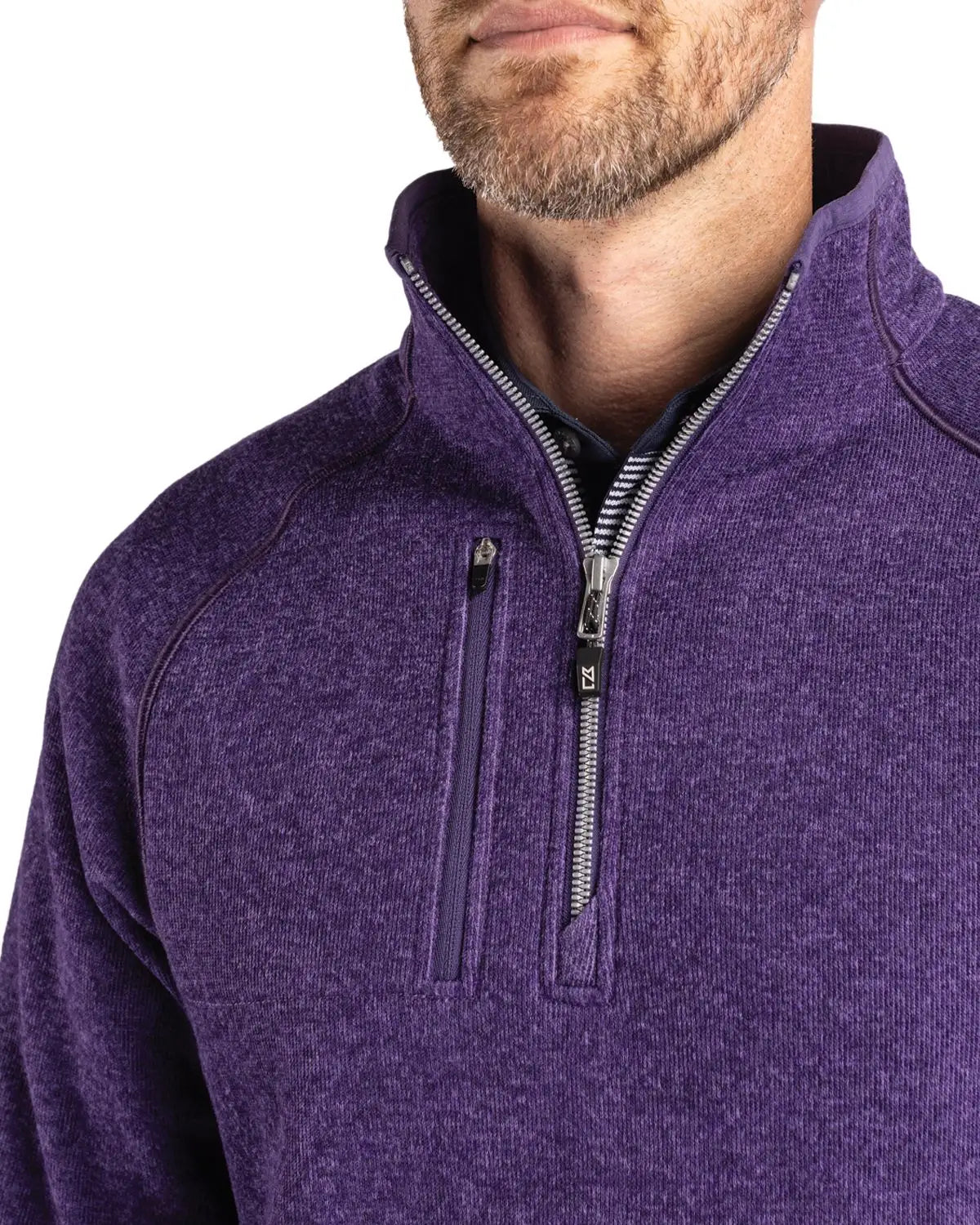 Cutter & Buck Mco00049 Mainsail Sweater-knit Mens Half Zip Pullover Jacket - College Purple Heather