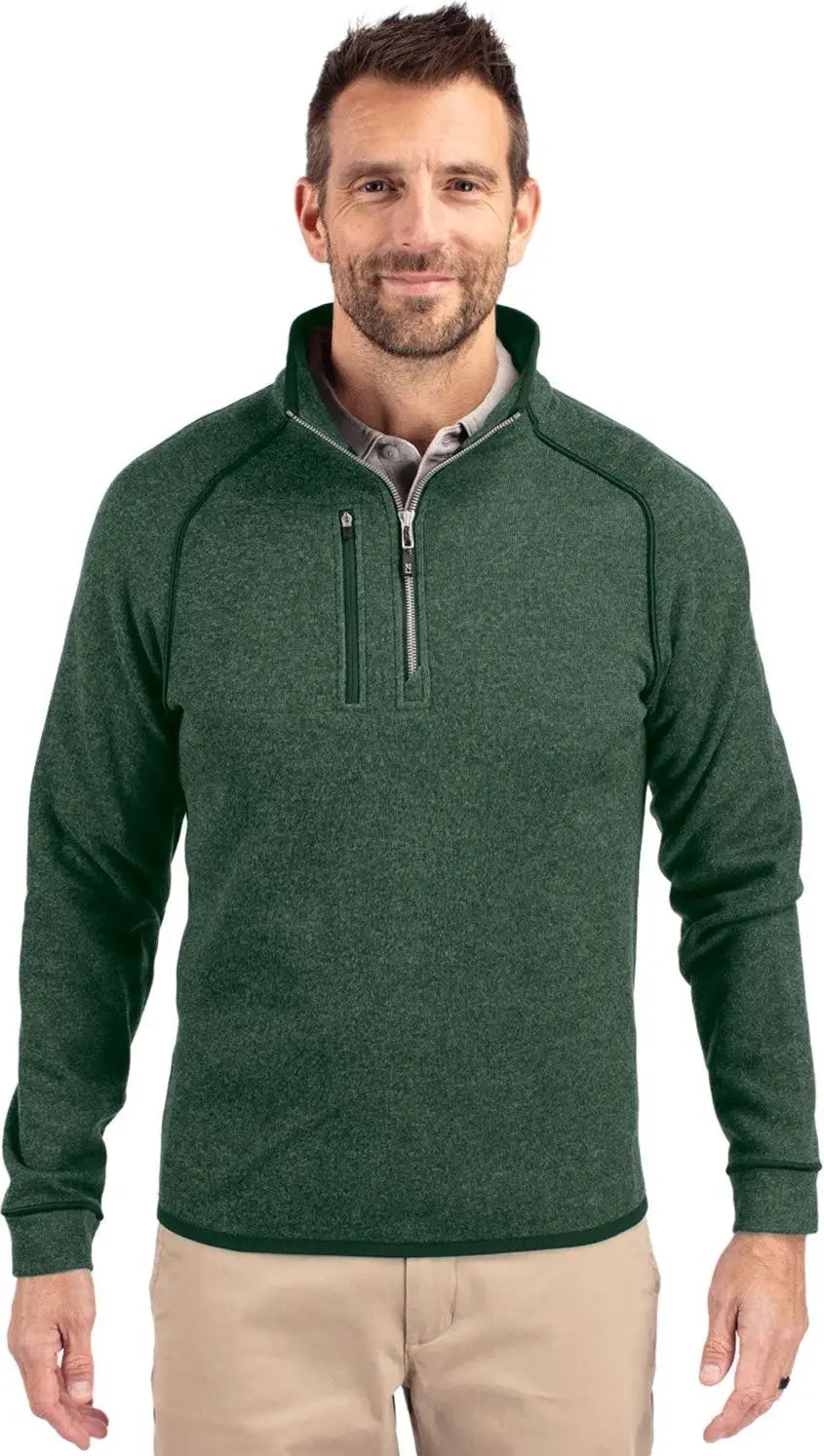 Cutter & Buck Mco00049 Mainsail Sweater-knit Mens Half Zip Pullover Jacket - Hunter Heather - Adult s