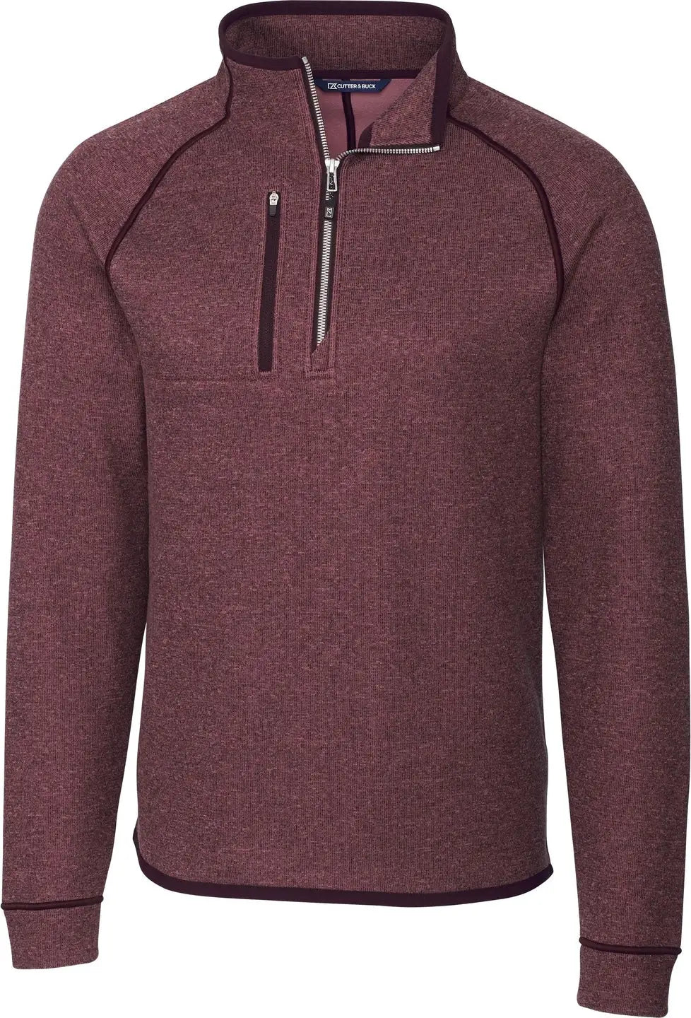 Cutter & Buck Mco00049 Mainsail Sweater-knit Mens Half Zip Pullover Jacket - Bordeaux Heather