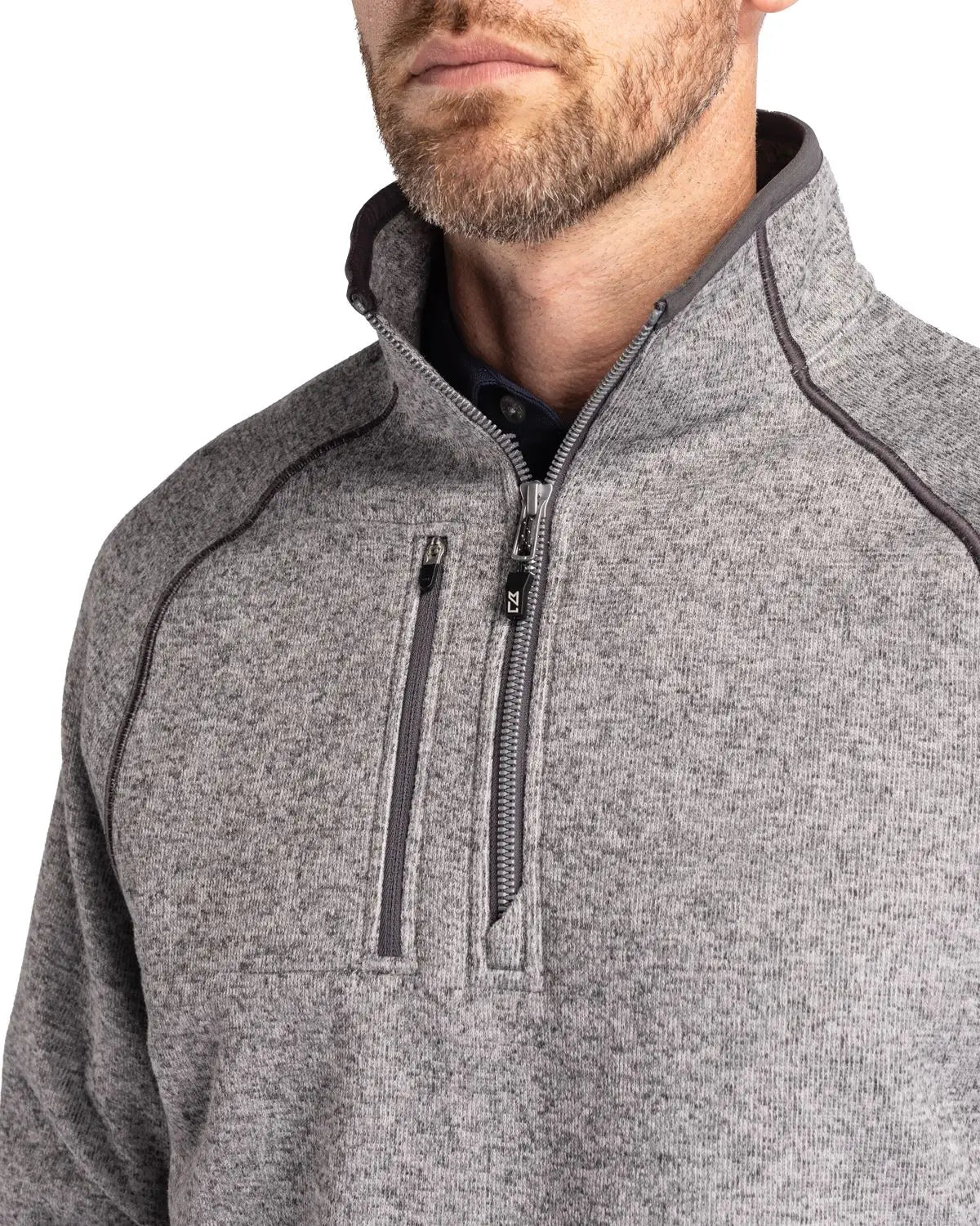 Cutter & Buck Mco00049 Mainsail Sweater-knit Mens Half Zip Pullover Jacket - Polished Heather