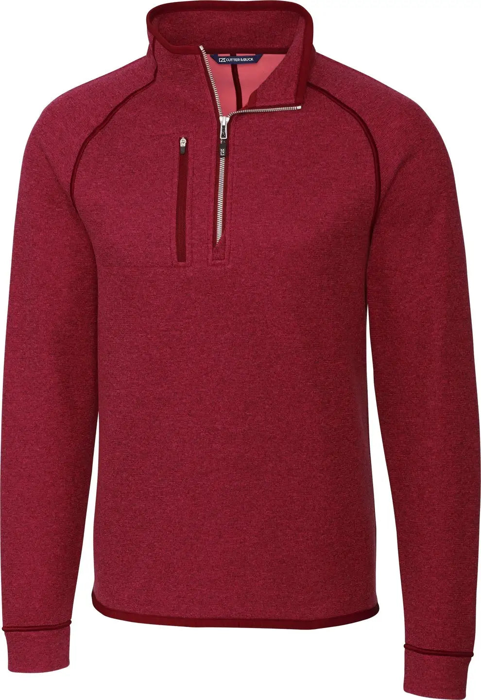 Cutter & Buck Mco00049 Mainsail Sweater-knit Mens Half Zip Pullover Jacket - Cardinal Red Heather