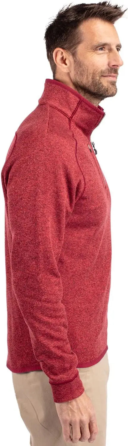 Cutter & Buck Mco00049 Mainsail Sweater-knit Mens Half Zip Pullover Jacket - Cardinal Red Heather