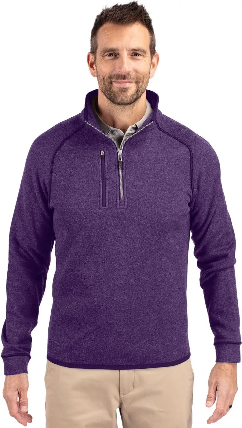 Cutter & Buck Mco00049 Mainsail Sweater-knit Mens Half Zip Pullover Jacket - College Purple Heather - Adult s