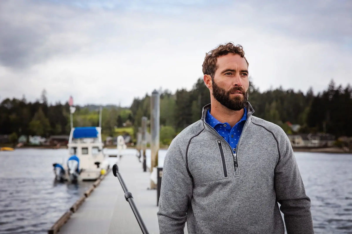 Cutter & Buck Mco00049 Mainsail Sweater-knit Mens Half Zip Pullover Jacket - Polished Heather