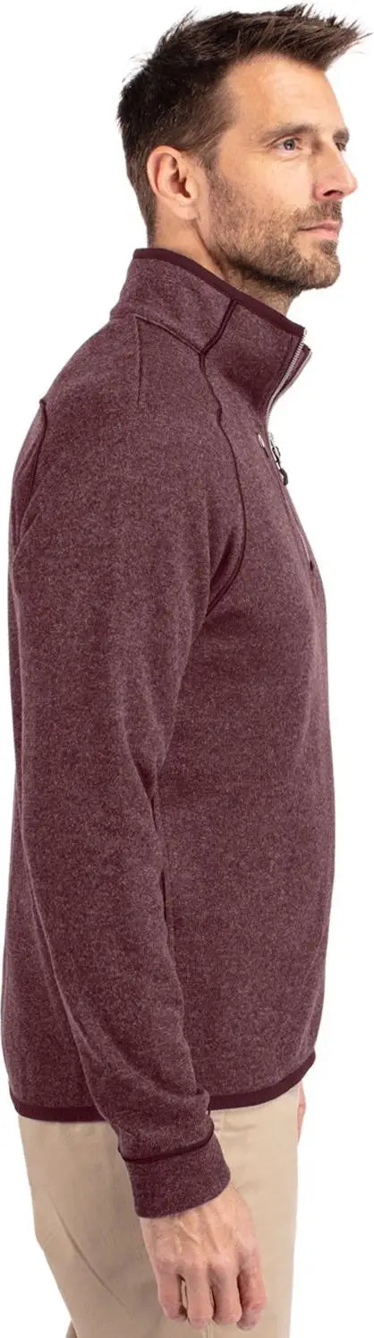 Cutter & Buck Mco00049 Mainsail Sweater-knit Mens Half Zip Pullover Jacket - Bordeaux Heather