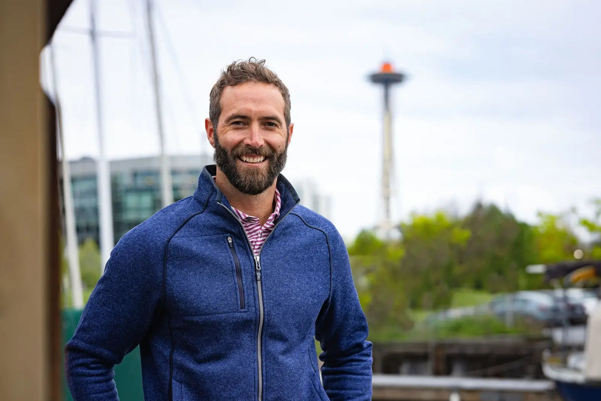 Cutter & Buck Mco00050 Mainsail Sweater-knit Mens Full Zip Jacket - Tour Blue Heather