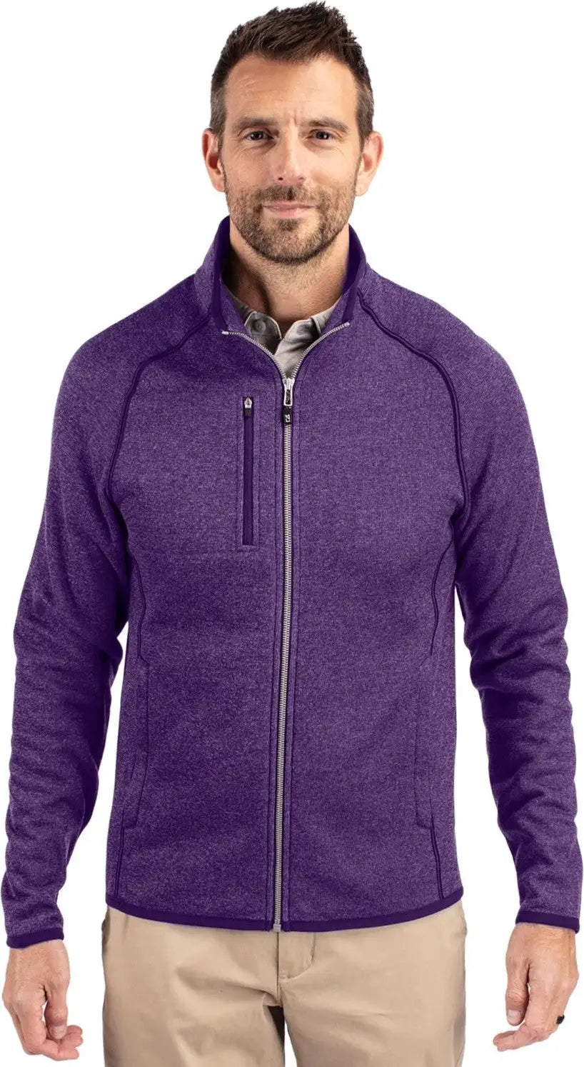Cutter & Buck Mco00050 Mainsail Sweater-knit Mens Full Zip Jacket - College Purple Heather - Adult s