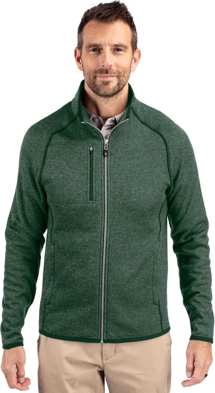 Cutter & Buck Mco00050 Mainsail Sweater-knit Mens Full Zip Jacket - Hunter Heather - Adult s