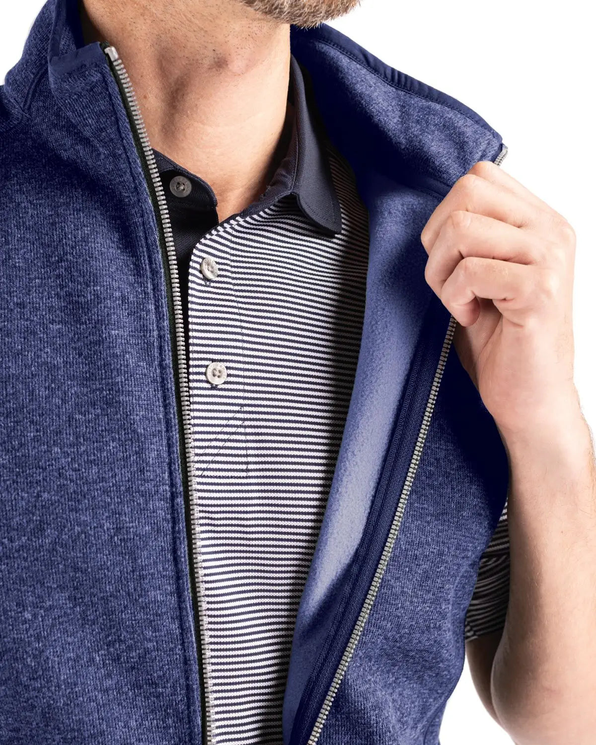 Cutter & Buck Mco00050 Mainsail Sweater-knit Mens Full Zip Jacket - Tour Blue Heather