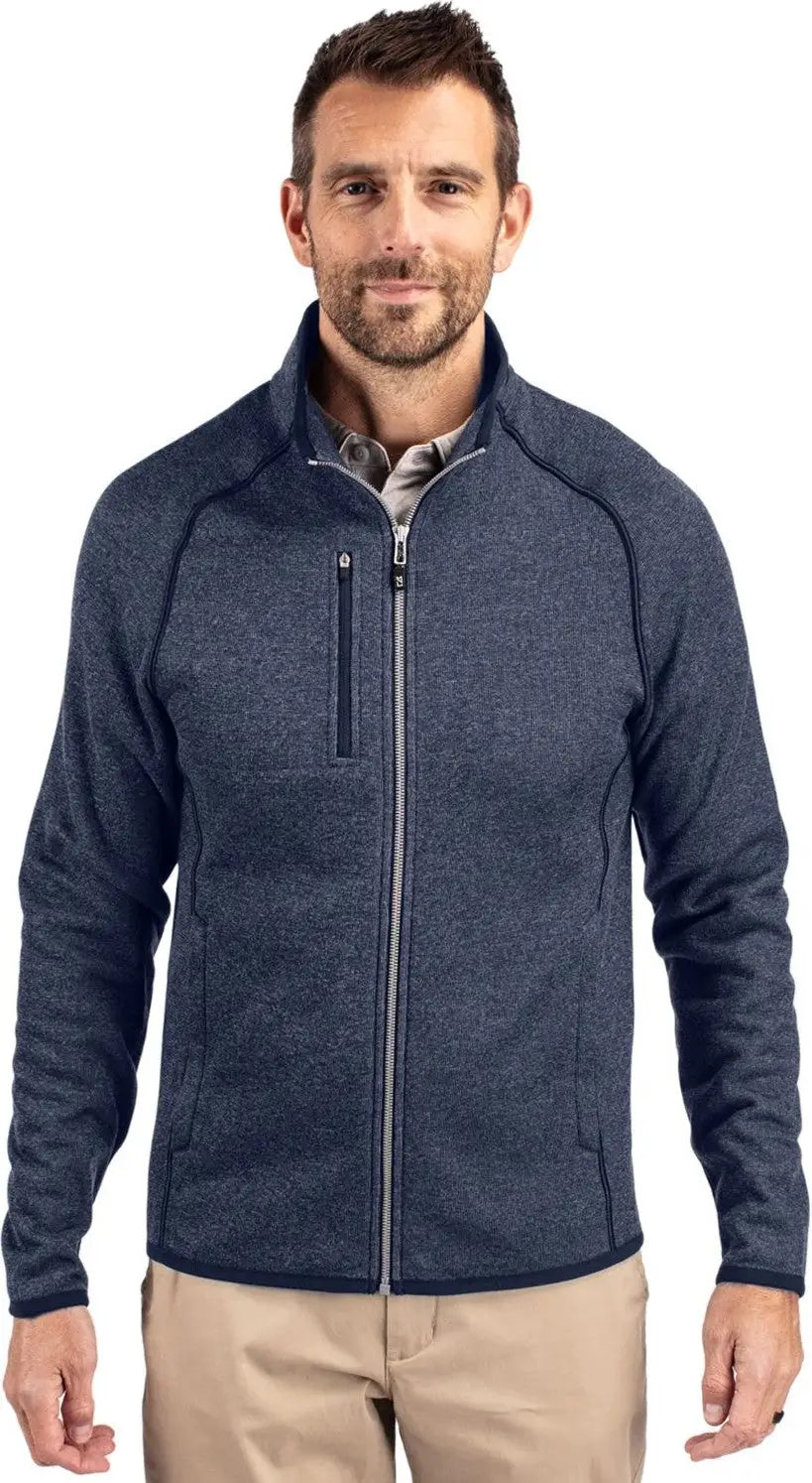 Cutter & Buck Mco00050 Mainsail Sweater-knit Mens Full Zip Jacket - Liberty Navy Heather - Adult s