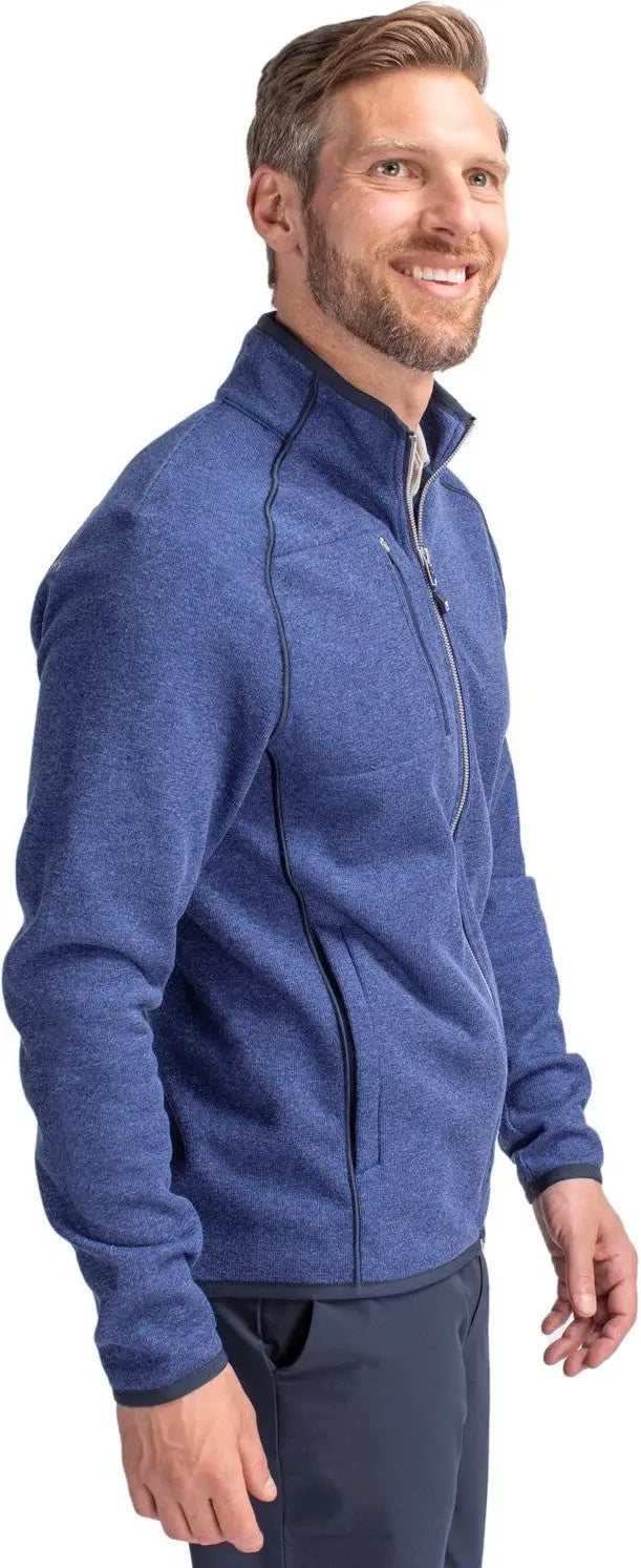 Cutter & Buck Mco00050 Mainsail Sweater-knit Mens Full Zip Jacket - Tour Blue Heather