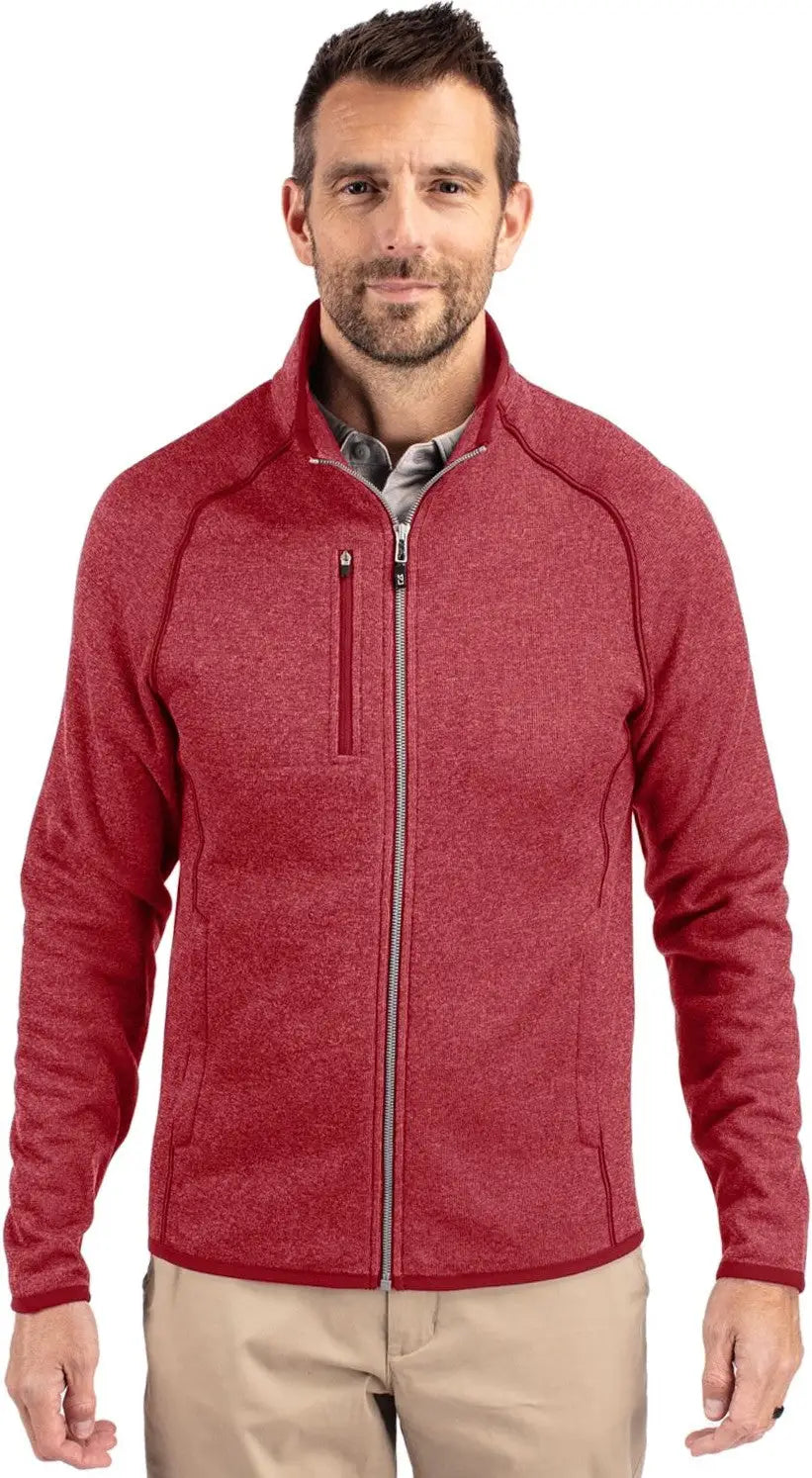 Cutter & Buck Mco00050 Mainsail Sweater-knit Mens Full Zip Jacket - Cardinal Red Heather - Adult s