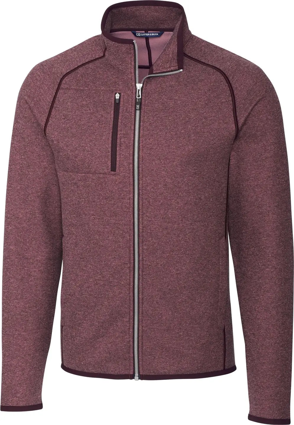Cutter & Buck Mco00050 Mainsail Sweater-knit Mens Full Zip Jacket - Bordeaux Heather - Adult s