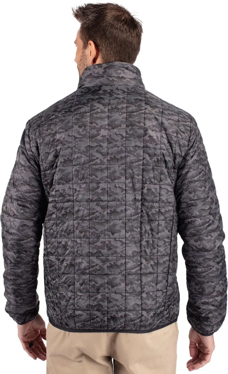 Cutter & Buck Mco00068 Rainier Primaloft® Mens Eco Insulated Full Zip Printed Puffer Jacket - Black