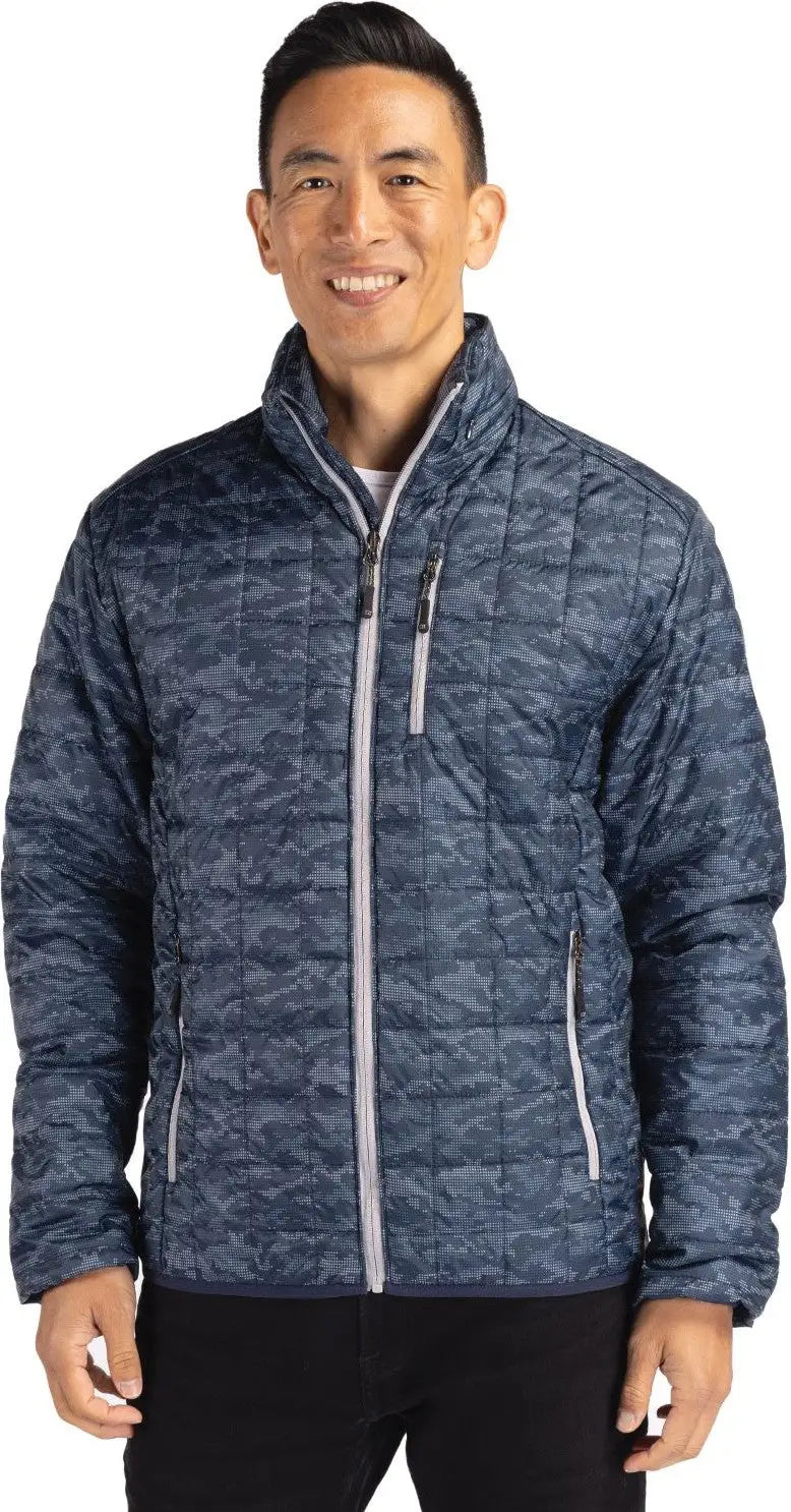 Cutter & Buck Mco00068 Rainier Primaloft® Mens Eco Insulated Full Zip Printed Puffer Jacket - Dark Navy - Adult s