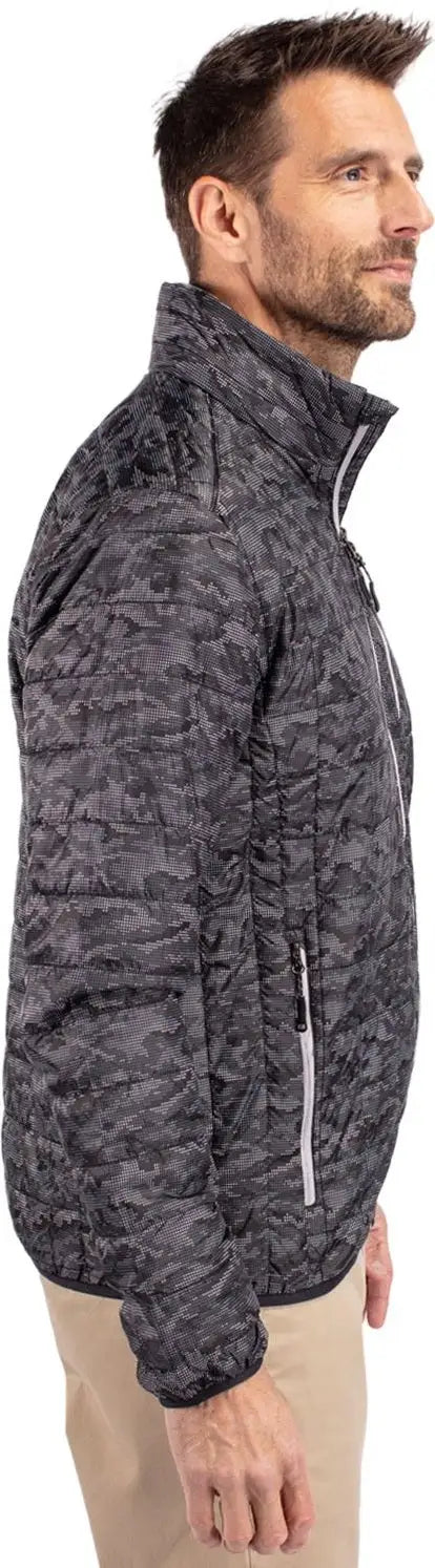 Cutter & Buck Mco00068 Rainier Primaloft® Mens Eco Insulated Full Zip Printed Puffer Jacket - Black