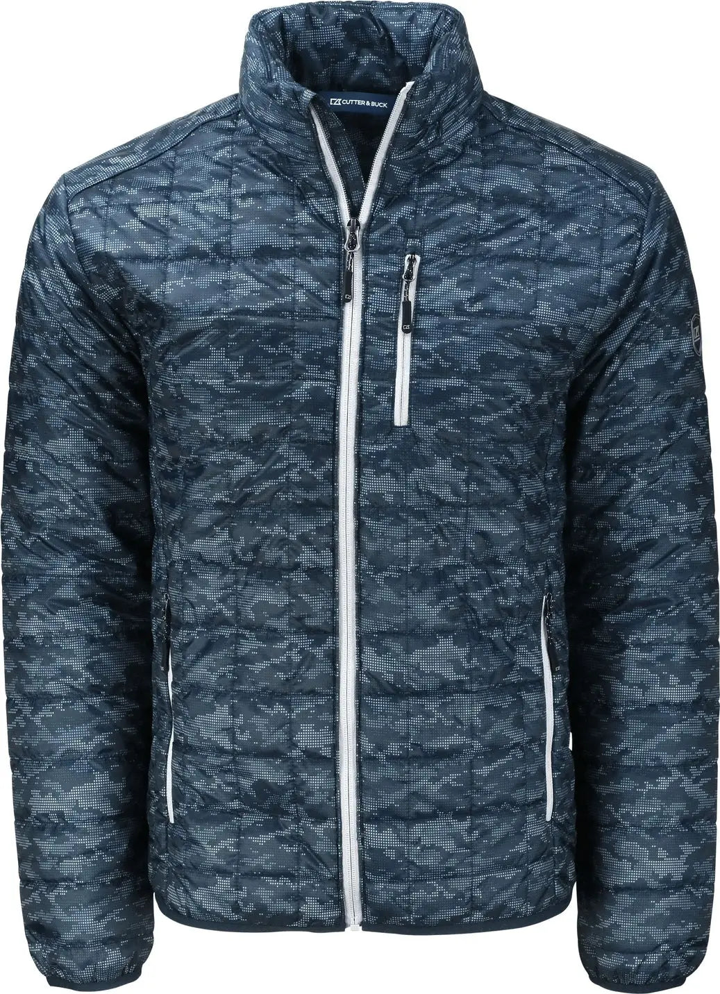 Cutter & Buck Mco00068 Rainier Primaloft® Mens Eco Insulated Full Zip Printed Puffer Jacket - Dark Navy
