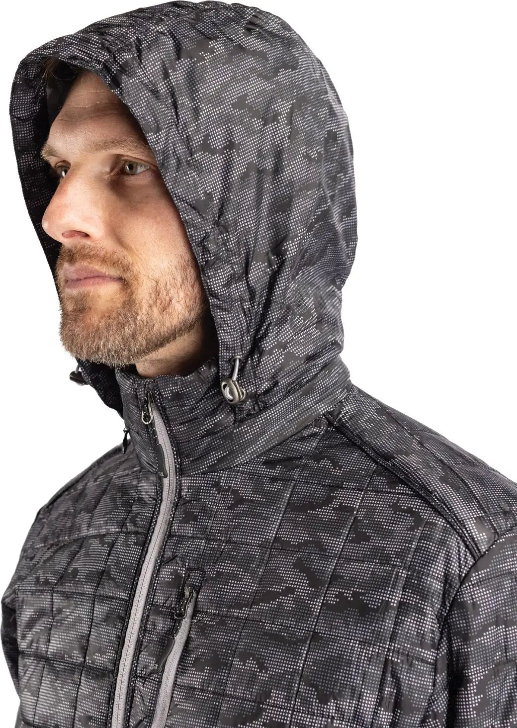 Cutter & Buck Mco00068 Rainier Primaloftâ Mens Eco Insulated Full Zip Printed Puffer Jacket - Black