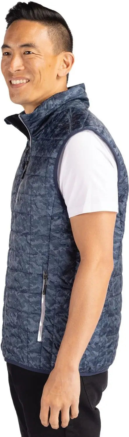 Cutter & Buck Mco00069 Rainier Primaloft® Mens Eco Insulated Full Zip Printed Puffer Vest - Dark Navy