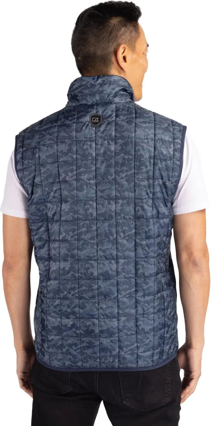 Cutter & Buck Mco00069 Rainier Primaloft® Mens Eco Insulated Full Zip Printed Puffer Vest - Dark Navy