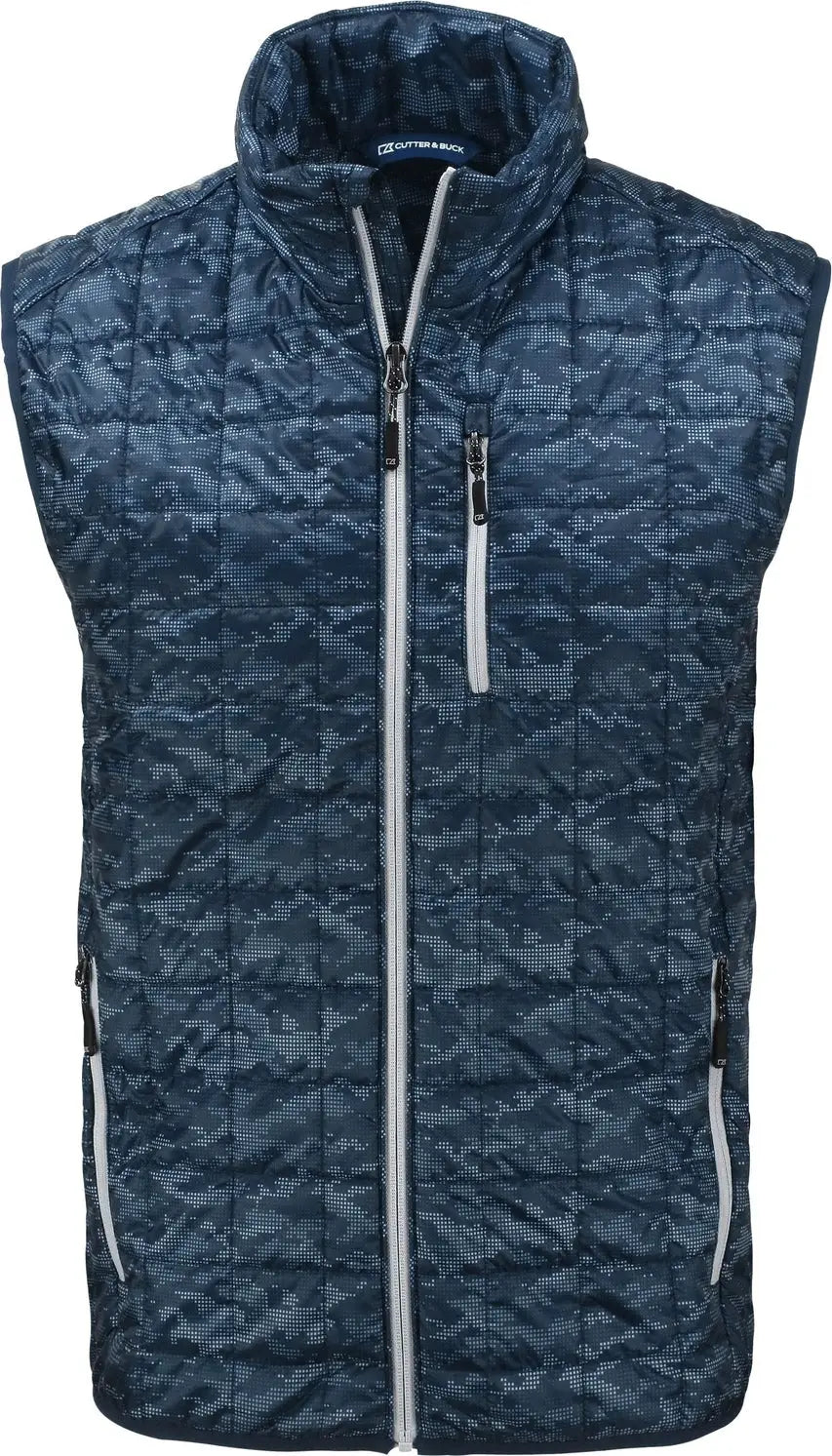 Cutter & Buck Mco00069 Rainier Primaloft® Mens Eco Insulated Full Zip Printed Puffer Vest - Dark Navy