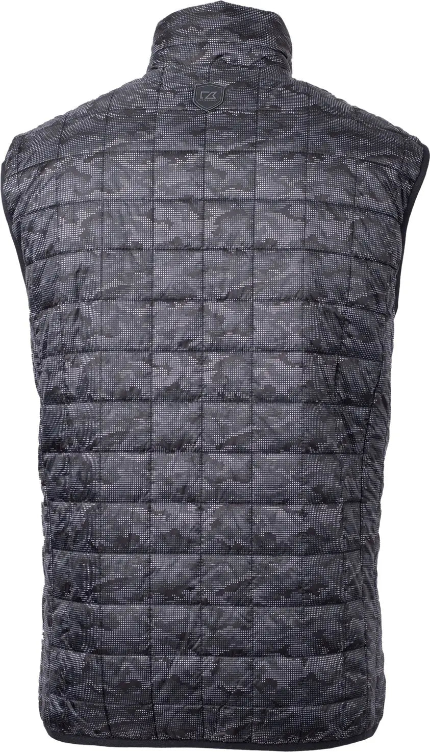 Cutter & Buck Mco00069 Rainier Primaloftâ Mens Eco Insulated Full Zip Printed Puffer Vest - Black