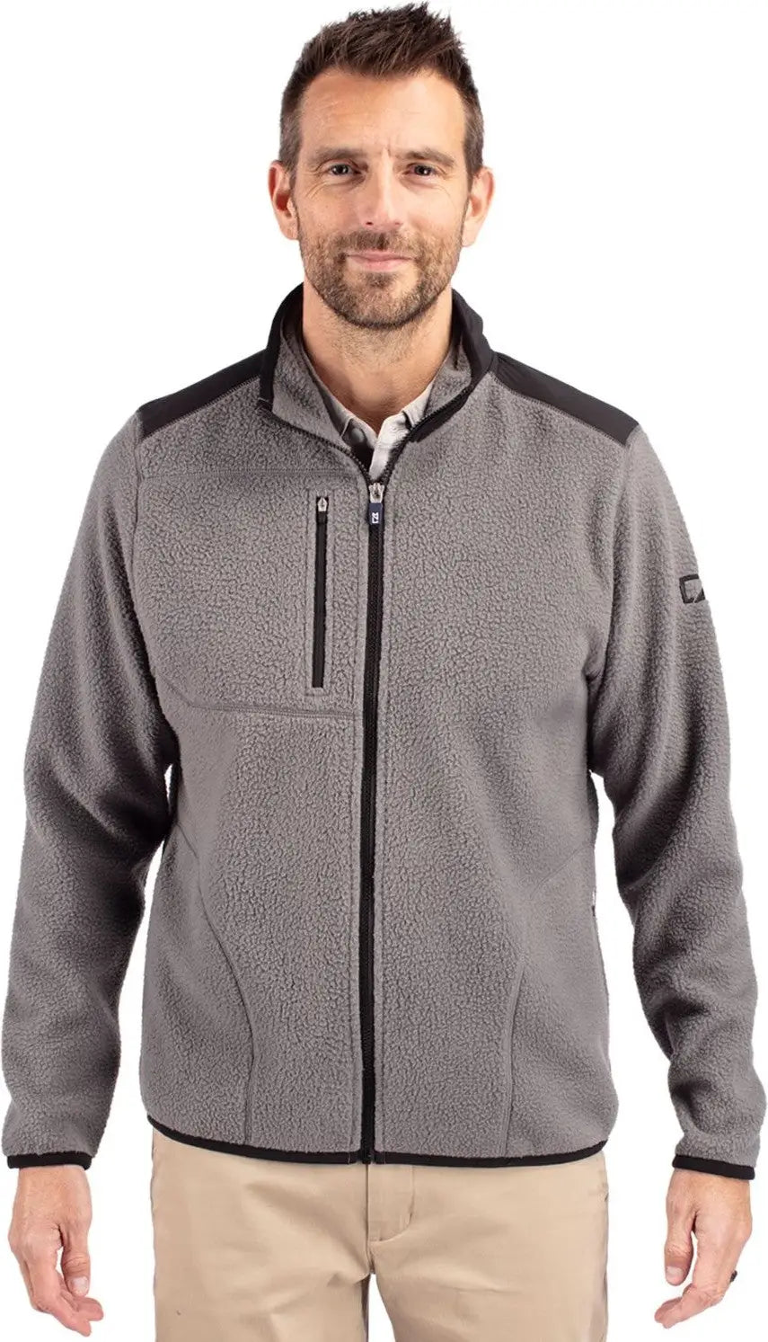 Cutter & Buck Mco00070 Cascade Eco Fleece Mens Full Zip Jacket - Elemental Gray Black - Gray/black / Adult s