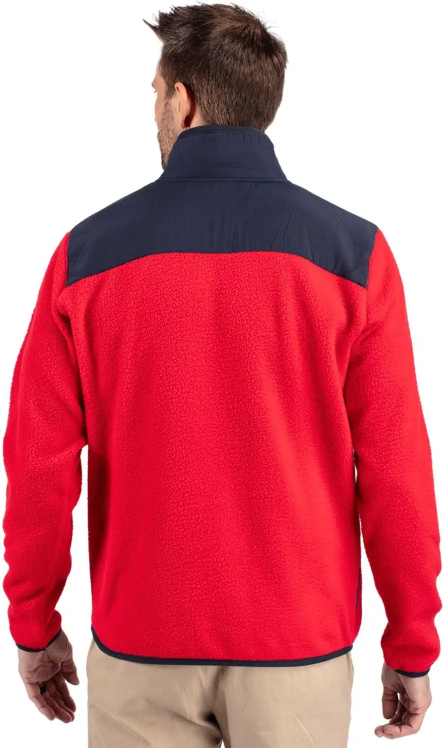 Cutter & Buck Mco00070 Cascade Eco Fleece Mens Full Zip Jacket - Red Navy Blue