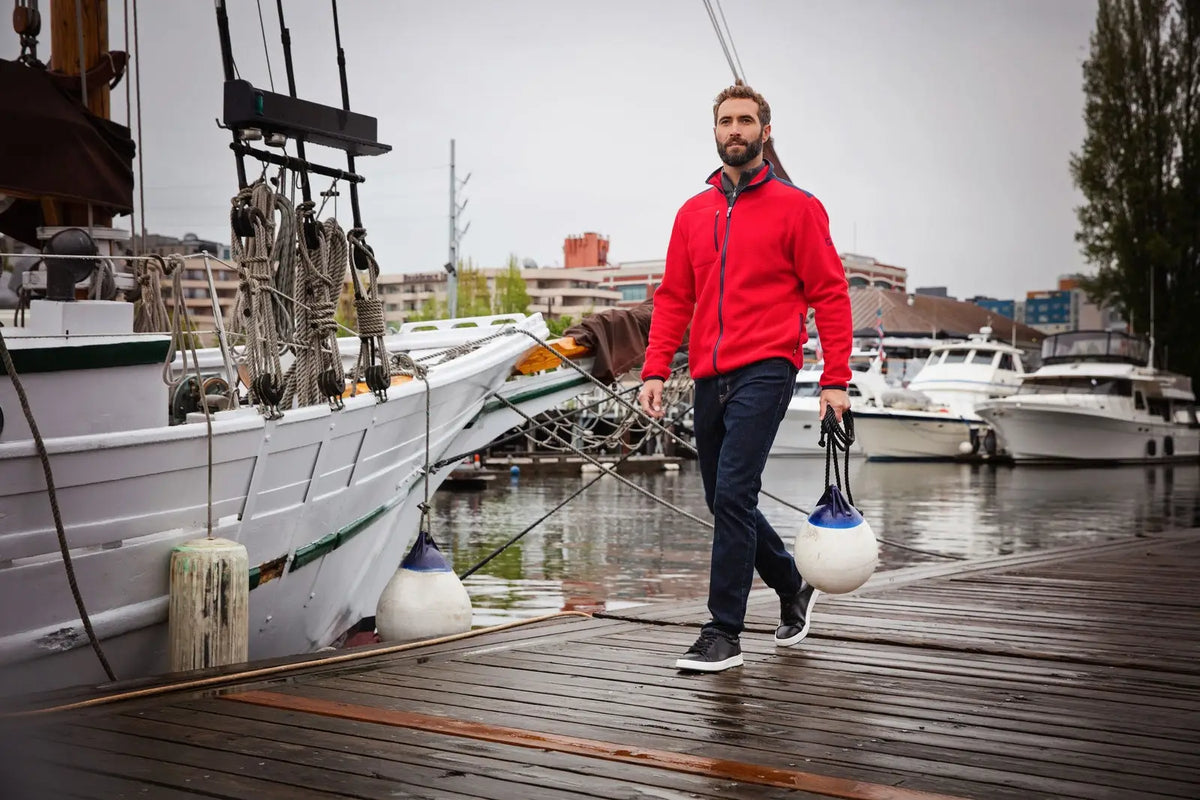 Cutter & Buck Mco00070 Cascade Eco Fleece Mens Full Zip Jacket - Red Navy Blue