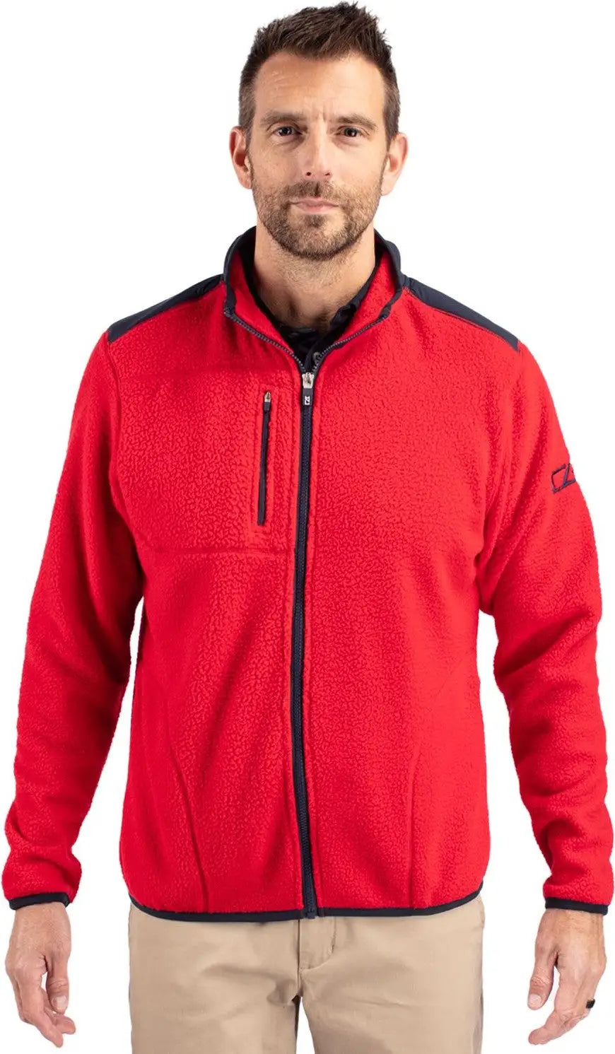 Cutter & Buck Mco00070 Cascade Eco Fleece Mens Full Zip Jacket - Red Navy Blue - Red/navy / Adult s