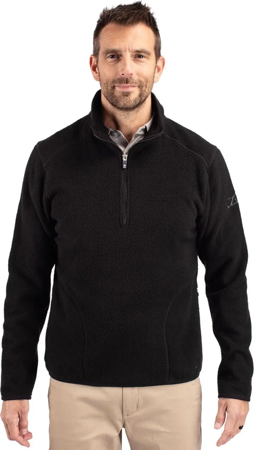 Cutter & Buck Mco00071 Cascade Eco Fleece Mens Quarter Zip - Black - Adult s