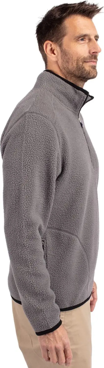 Cutter & Buck Mco00071 Cascade Eco Fleece Mens Quarter Zip - Elemental Gray Black