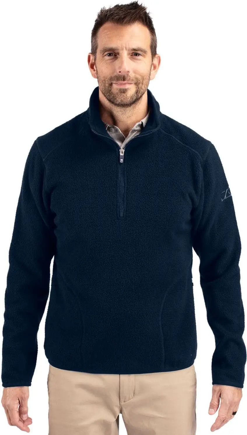 Cutter & Buck Mco00071 Cascade Eco Fleece Mens Quarter Zip - Navy Blue - Adult s