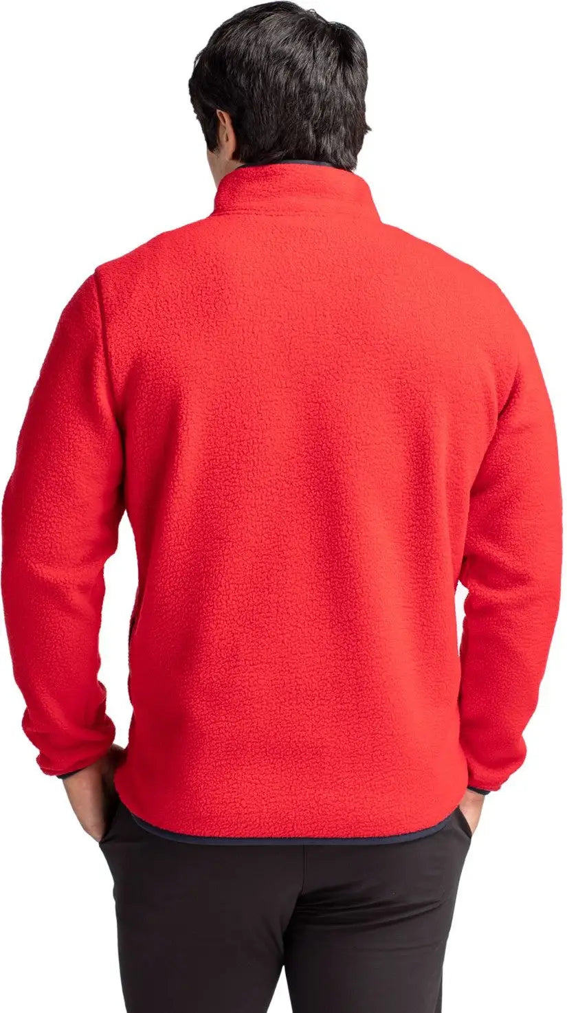 Cutter & Buck Mco00071 Cascade Eco Fleece Mens Quarter Zip - Red Navy Blue