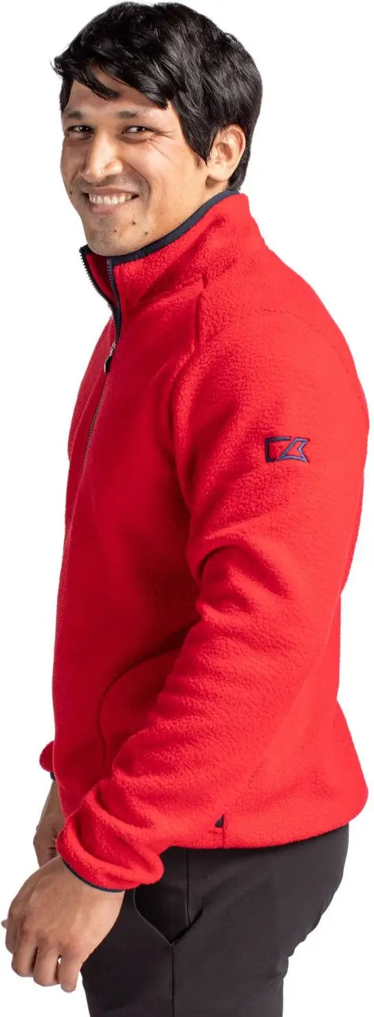 Cutter & Buck Mco00071 Cascade Eco Fleece Mens Quarter Zip - Red Navy Blue