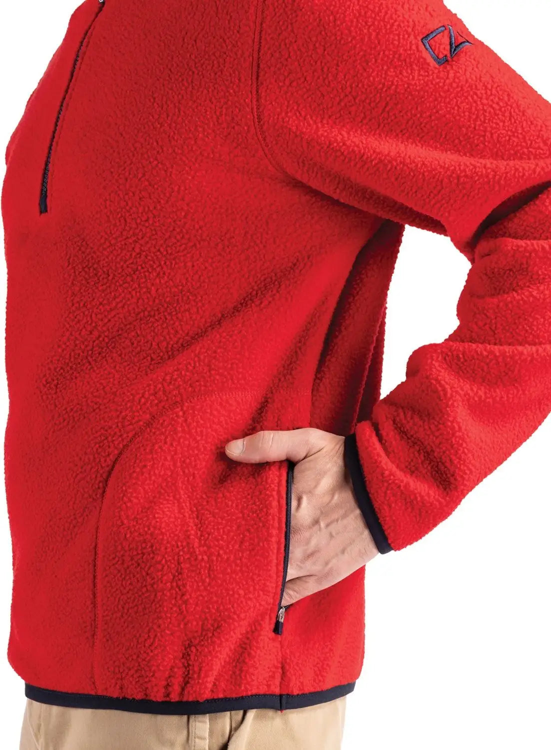 Cutter & Buck Mco00071 Cascade Eco Fleece Mens Quarter Zip - Red Navy Blue