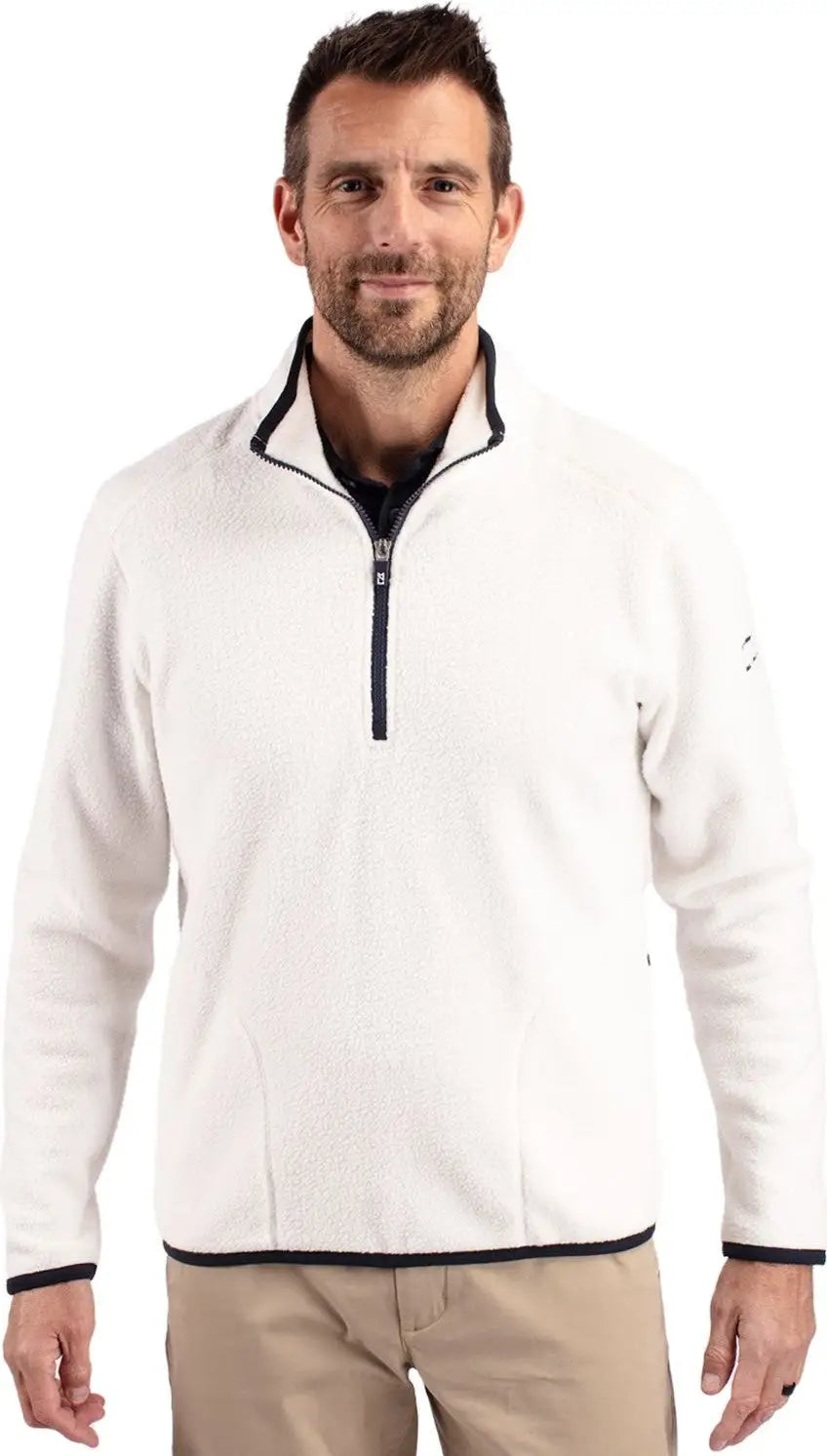 Cutter & Buck Mco00071 Cascade Eco Fleece Mens Quarter Zip - Shell Navy Blue - Shell/navy / Adult s