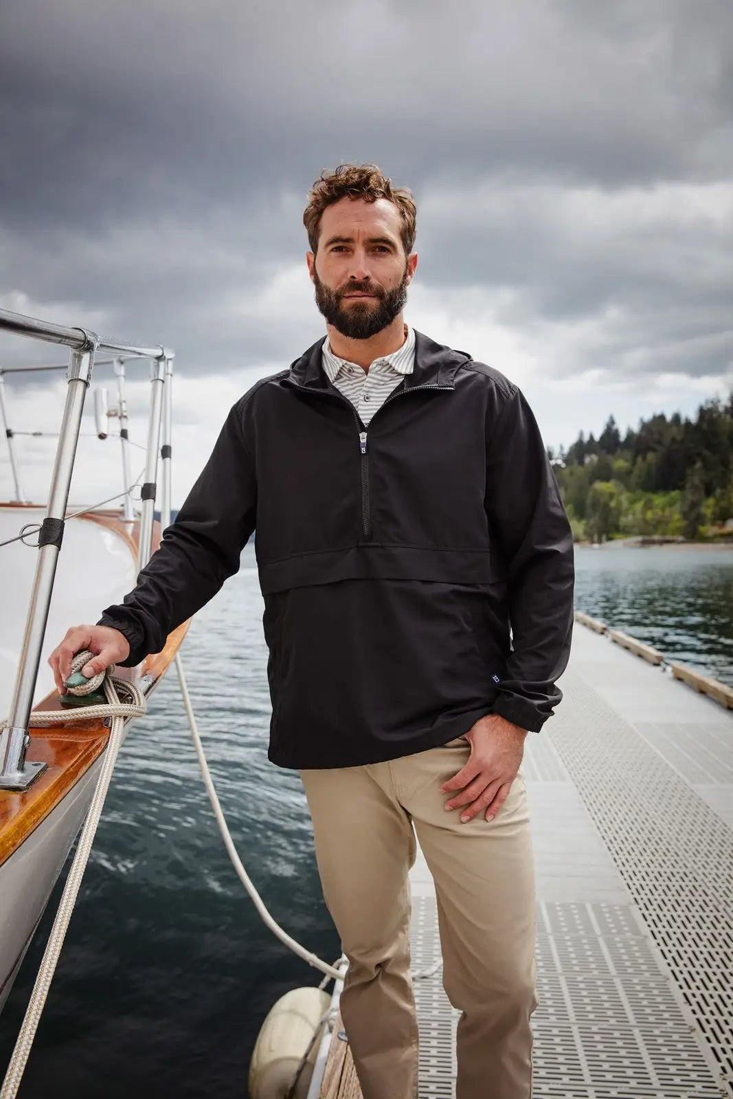 Cutter & Buck Mco00074 Charter Eco Recycled Mens Anorak Jacket - Black
