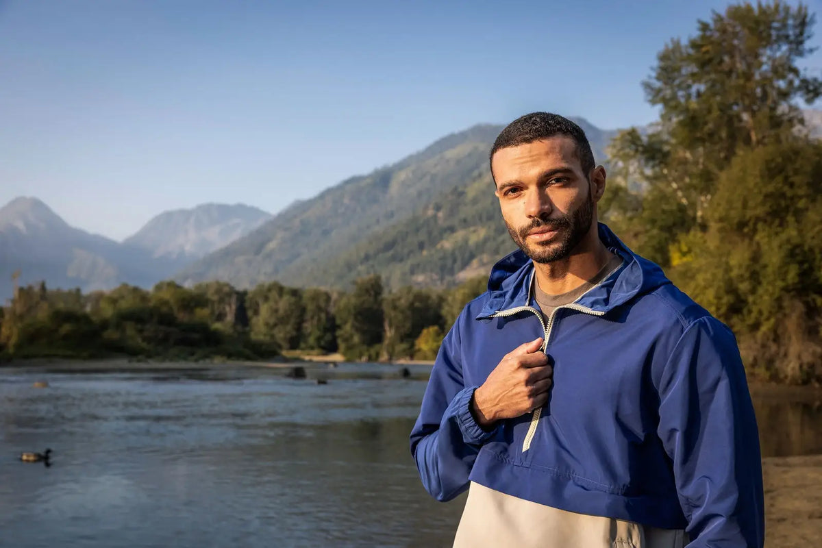 Cutter & Buck Mco00074 Charter Eco Recycled Mens Anorak Jacket - Tour Blue Polished