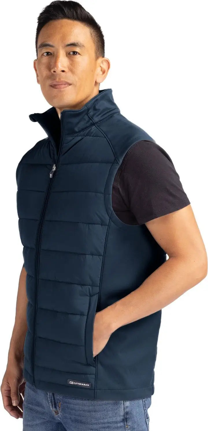 Cutter & Buck Mco00076 Evoke Hybrid Softshell Recycled Mens Full Zip Vest - Navy Blue
