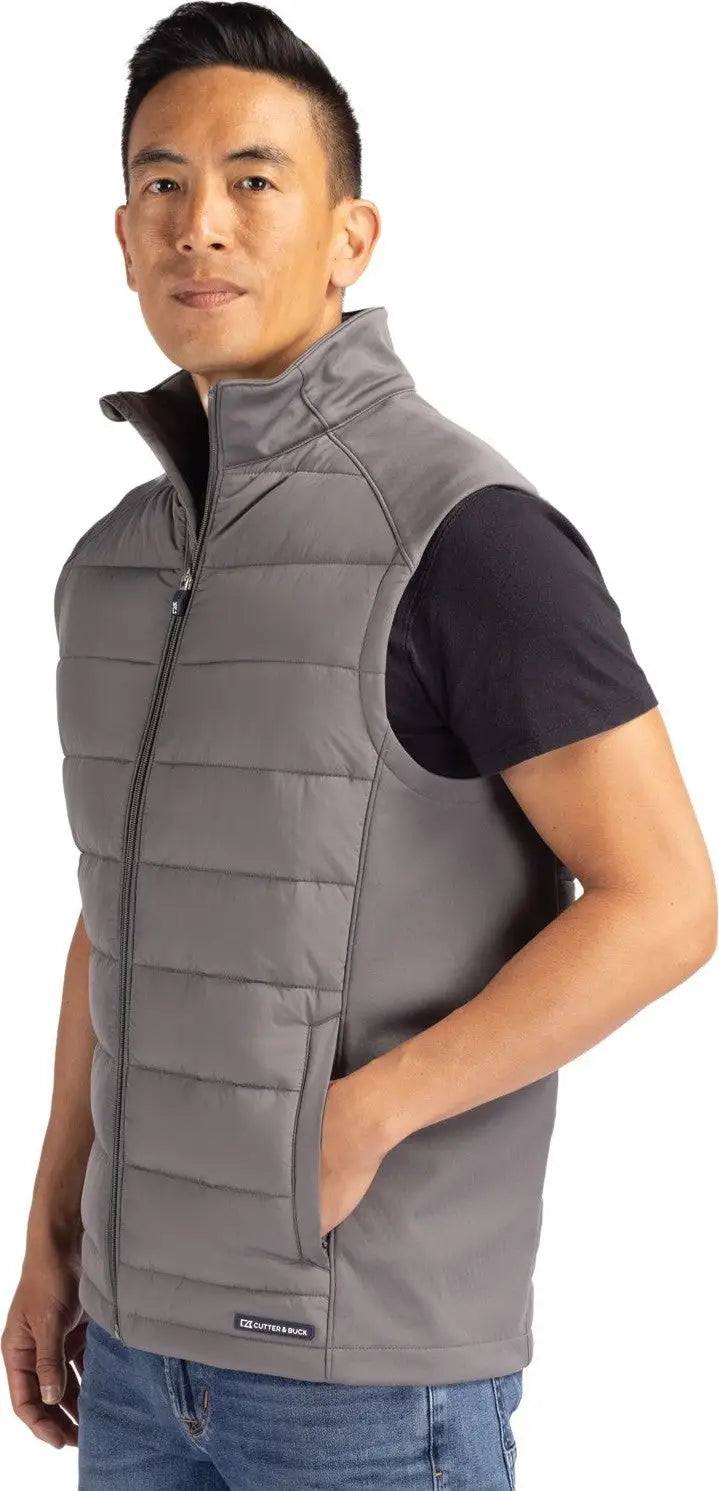 Cutter & Buck Mco00076 Evoke Hybrid Softshell Recycled Mens Full Zip Vest - Elemental Gray
