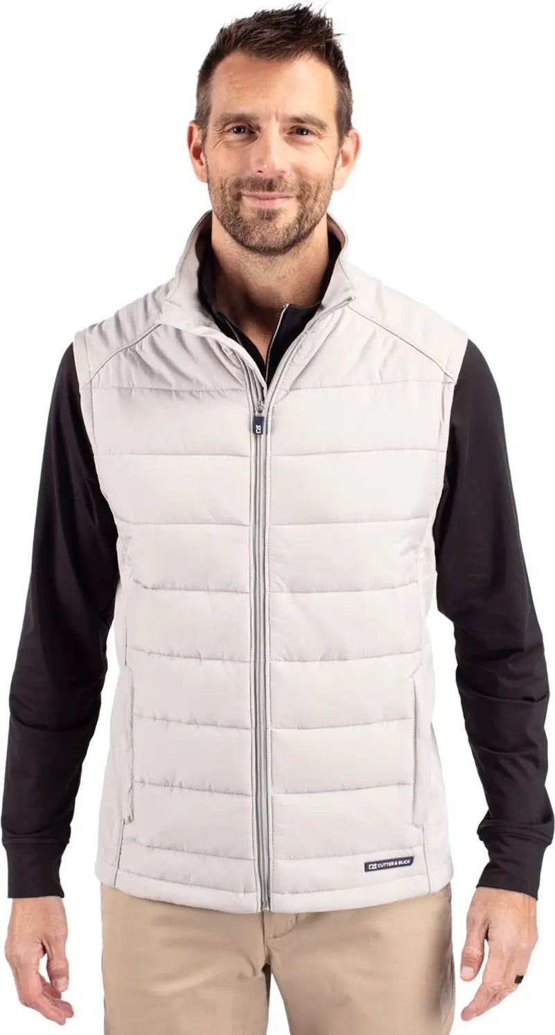 Cutter & Buck Mco00076 Evoke Hybrid Softshell Recycled Mens Full Zip Vest - Concrete - Concrete / Adult s