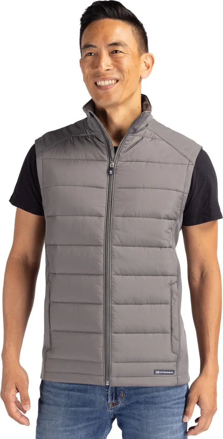 Cutter & Buck Mco00076 Evoke Hybrid Softshell Recycled Mens Full Zip Vest - Elemental Gray - Adult s