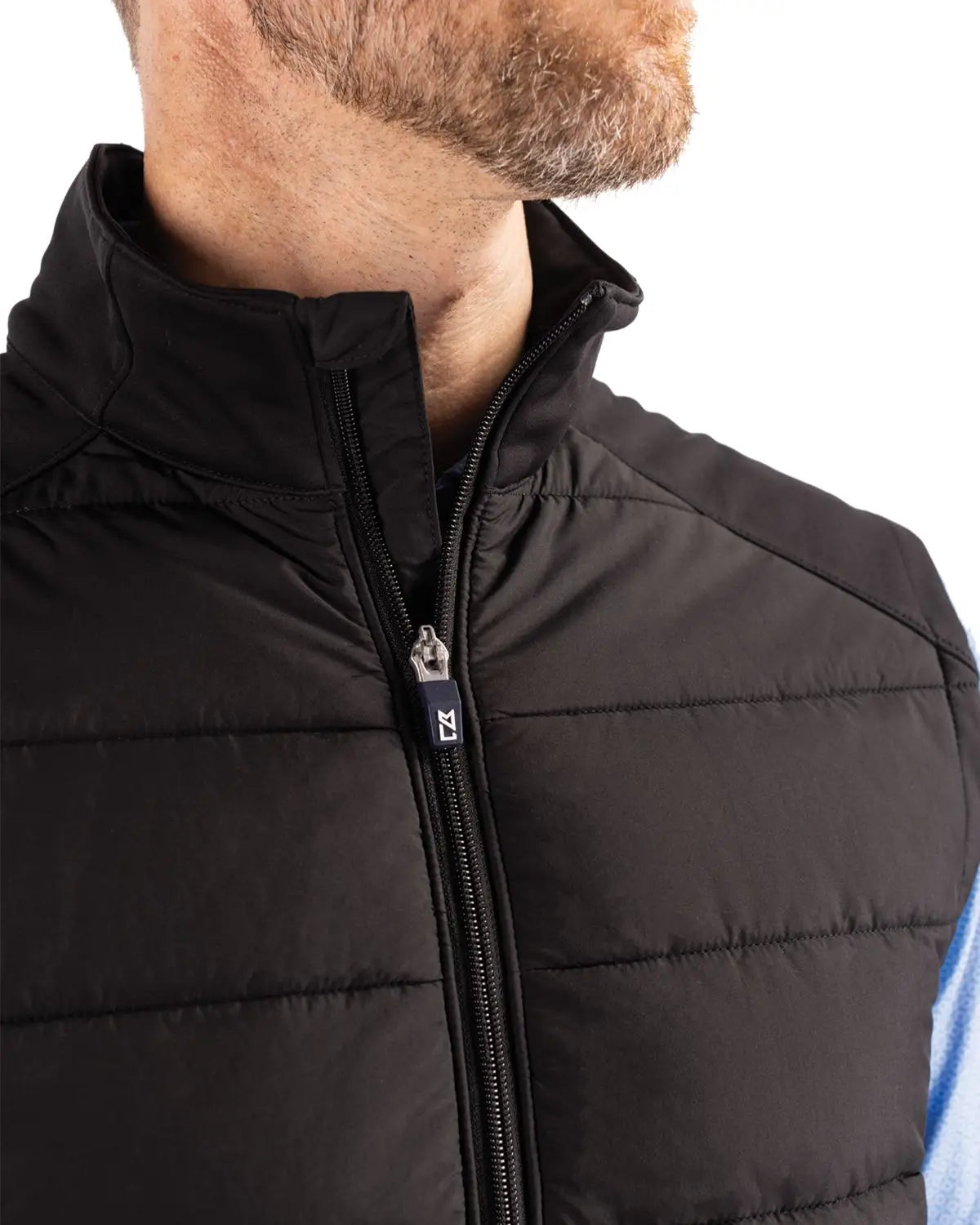 Cutter & Buck Mco00076 Evoke Hybrid Softshell Recycled Mens Full Zip Vest - Black