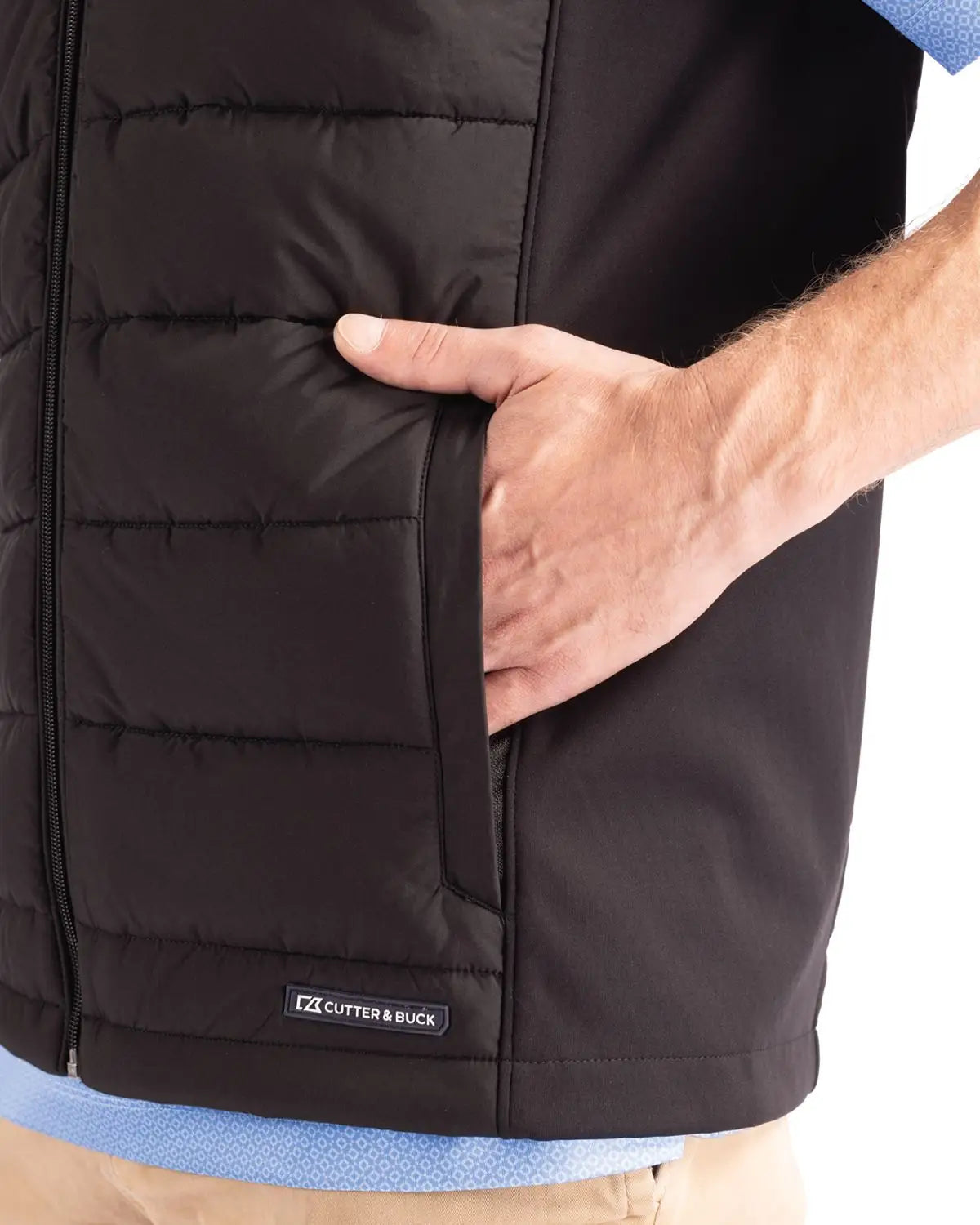 Cutter & Buck Mco00076 Evoke Hybrid Softshell Recycled Mens Full Zip Vest - Black