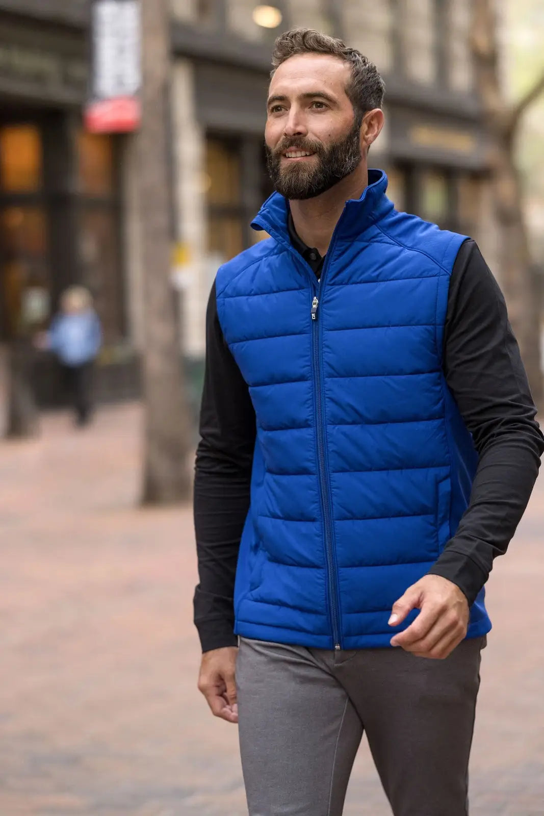 Cutter & Buck Mco00076 Evoke Hybrid Softshell Recycled Mens Full Zip Vest - Tour Blue - Adult s