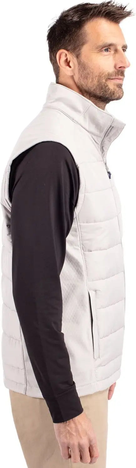 Cutter & Buck Mco00076 Evoke Hybrid Softshell Recycled Mens Full Zip Vest - Concrete