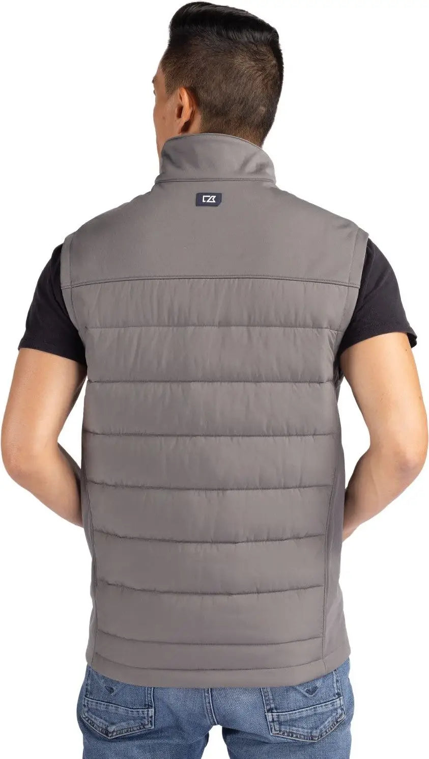Cutter & Buck Mco00076 Evoke Hybrid Softshell Recycled Mens Full Zip Vest - Elemental Gray