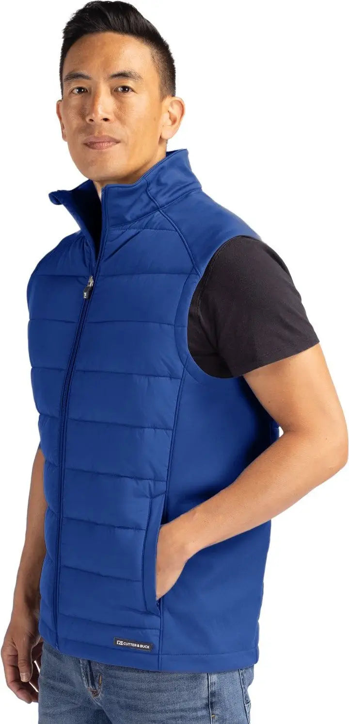 Cutter & Buck Mco00076 Evoke Hybrid Softshell Recycled Mens Full Zip Vest - Tour Blue
